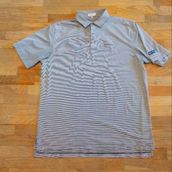 Peter Millar Summer Comfort Polo Blue White Gray Striped Men's XL - Picture 1 of 8